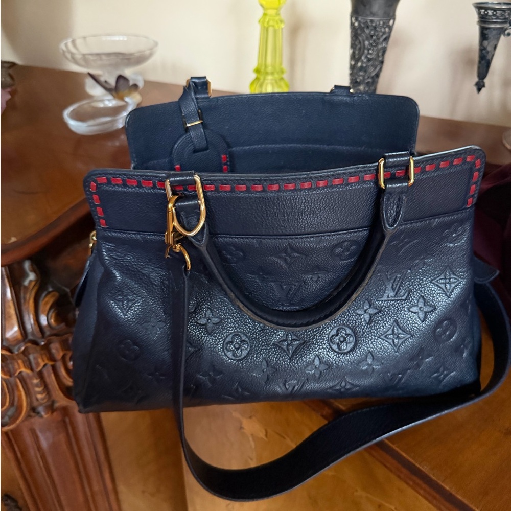 Louis Vuitton Black Tote with Red Accents